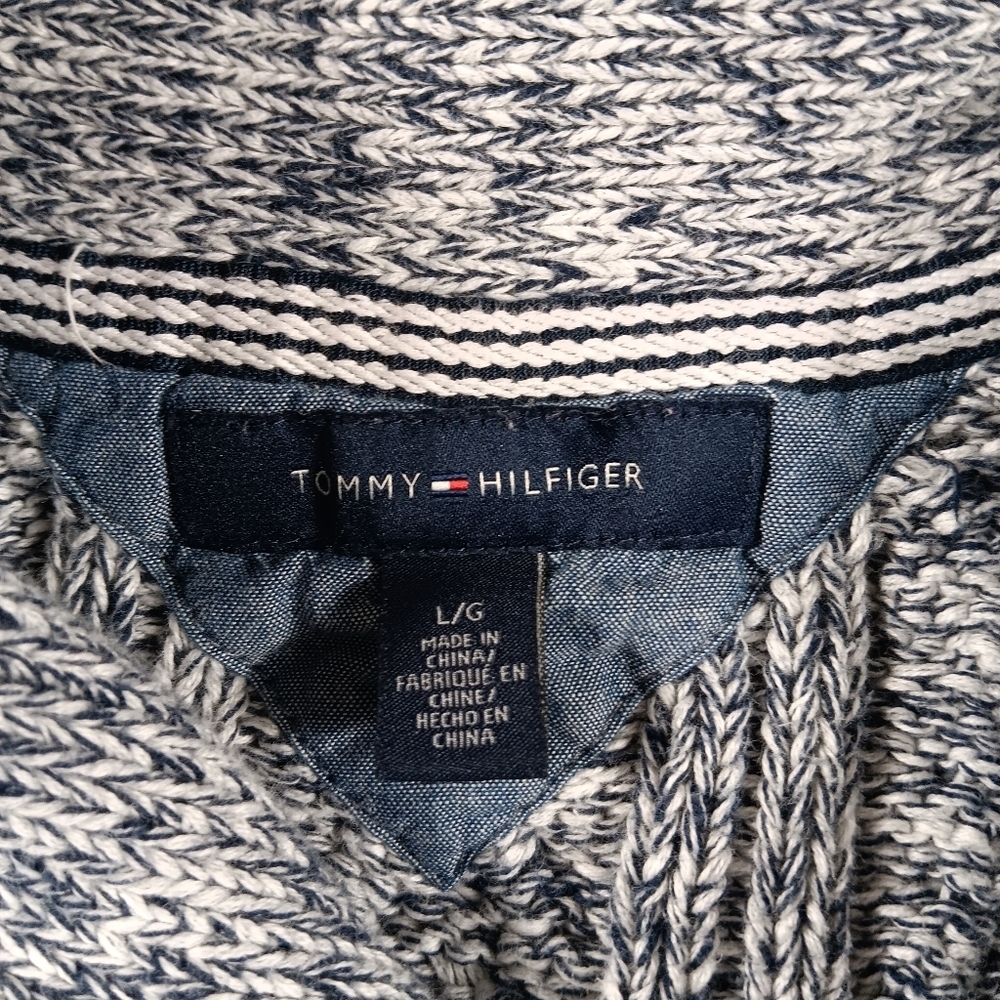 Tommy Hilfiger Sweater Mens Large Shawl Neck Cardigan Chunky Knit HeavyWeight - Picture 2 of 11